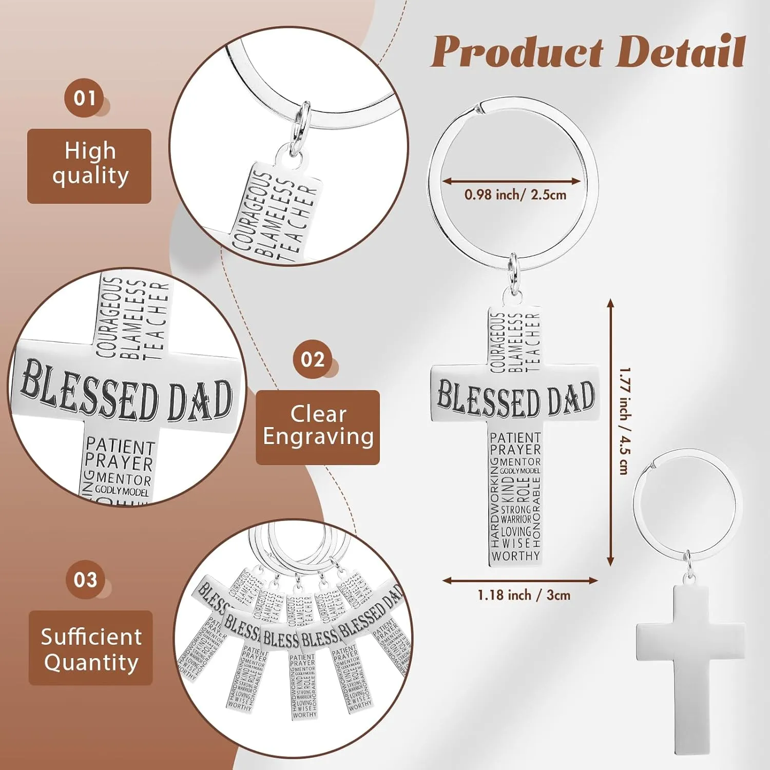 Spakon Father's Day Gifts for Church Bible Verse Keychains Blessed Dad Gifts Cards and Bags for Church Dad