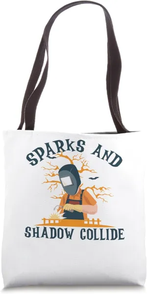 Sparks and Shadows Collide Spooky Welder Halloween Tote Bag