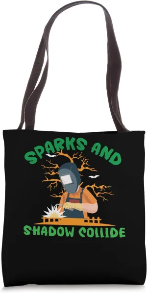 Sparks and Shadows Collide Spooky Welder Halloween Tote Bag