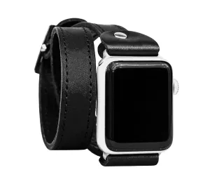 stitched Leather double wrap band strap compatible with Apple watch 38mm 40mm 41mm 42mm 44mm 45mm 46mm 49mm, Handmade UA 1810st