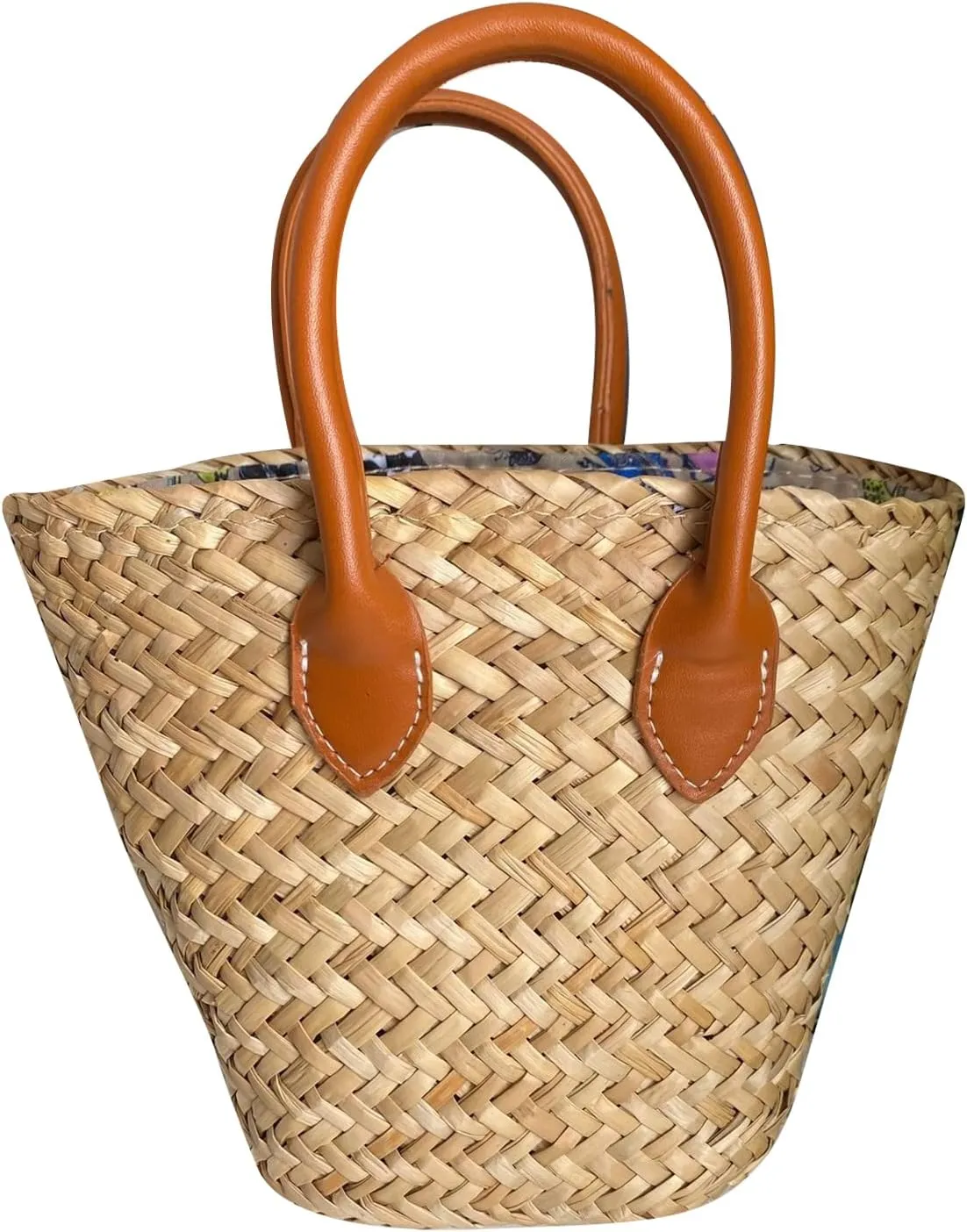 Straw Bag Simple Sweet and Cute Fashion Pure Handmade Straw Handbag Shoulder Bag for Summer Travel Vacation Beach Woven Handbag（Coffee）