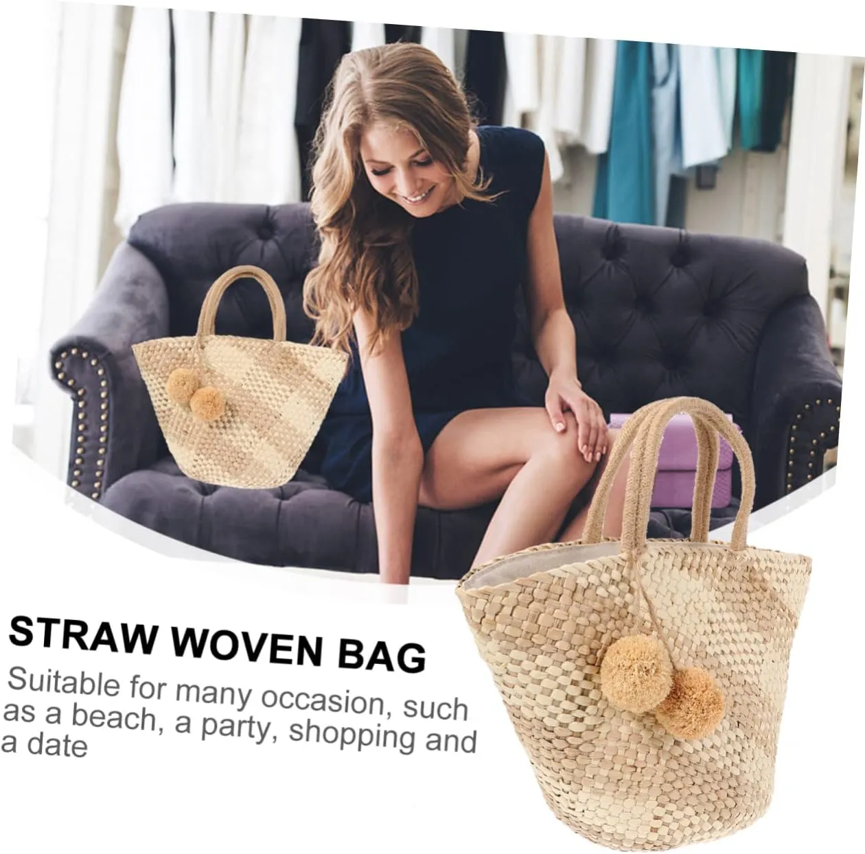 Straw Bag Straw Tote Bag Large Weaving Bag Straw Grocery Bag Handmade Tote Bag Womens Tote Handbags