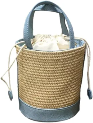 Straw Bags for Women 2025 Trendy Top Handle Bag Woven Bucket Purse Straw Tote Crossbody Purse Satchel Beach Bag for Vacation
