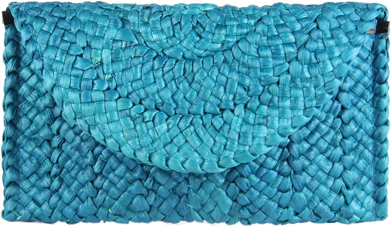 Straw Clutch Purses for Women Summer Beach Bags Envelope Woven Clutch Handbags