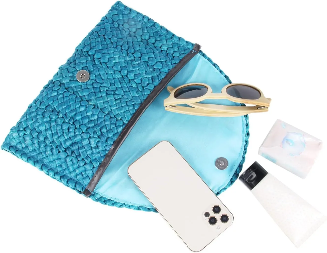 Straw Clutch Purses for Women Summer Beach Bags Envelope Woven Clutch Handbags