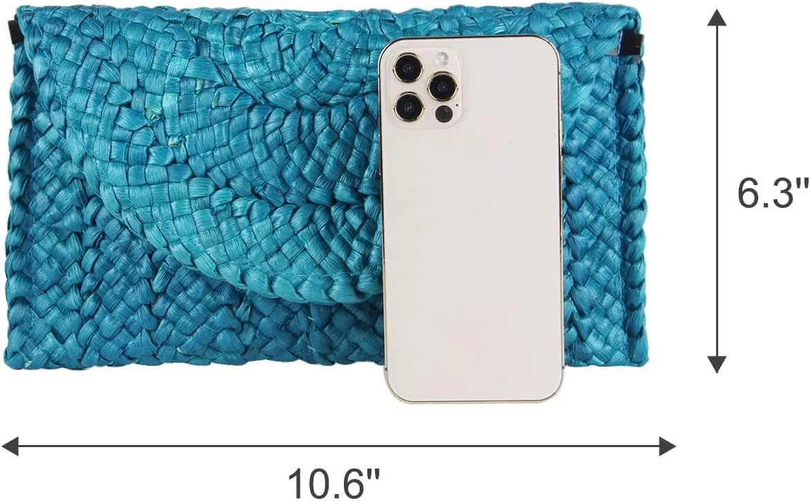 Straw Clutch Purses for Women Summer Beach Bags Envelope Woven Clutch Handbags