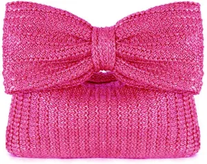 Straw Clutch Purses for Women Summer Handmade Bow Straw Purses and Handbags for Party Vacation,Summer Purse,Straw Purse