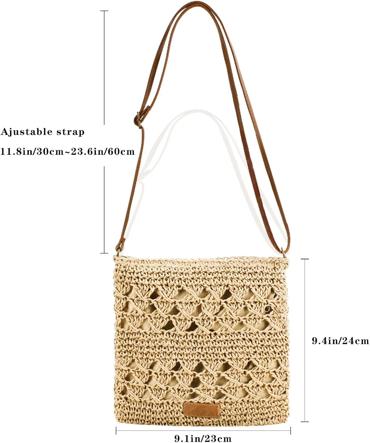 Straw Crossbody Bags for Women Small Summer Beach Bag Boho Handmade Weave Shoulder Handbag Purse for Vacation Travel