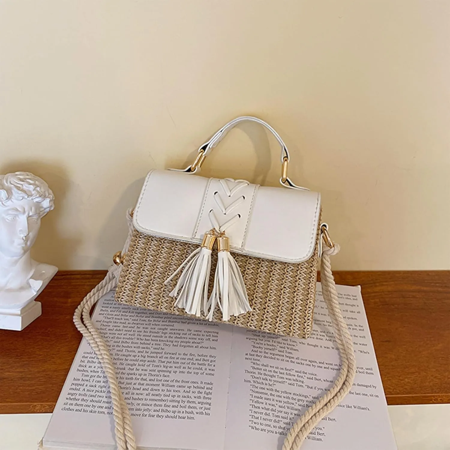 Straw Crossbody Bags for Women Summer Straw Clutch Bag Woven Beach Purse Vacation Handbags