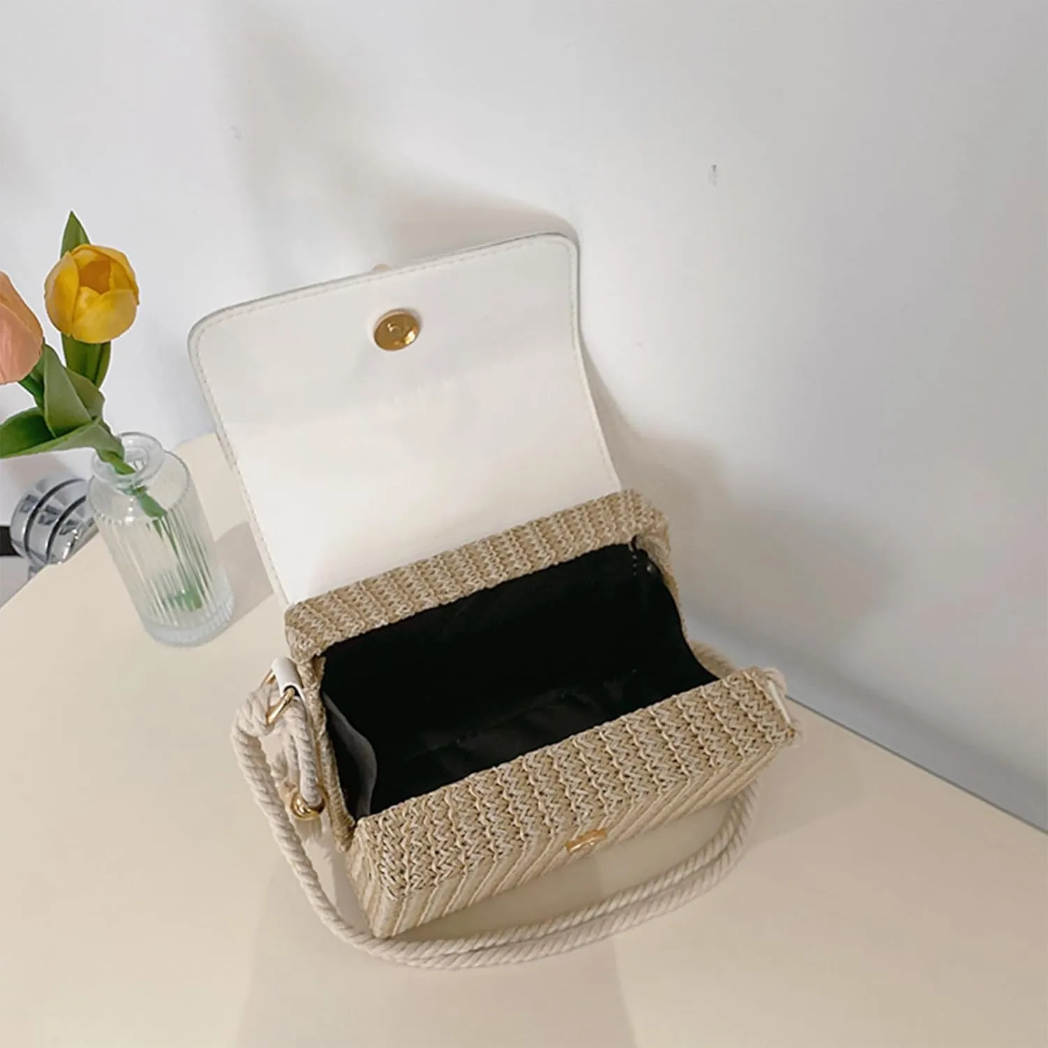 Straw Crossbody Bags for Women Summer Straw Clutch Bag Woven Beach Purse Vacation Handbags