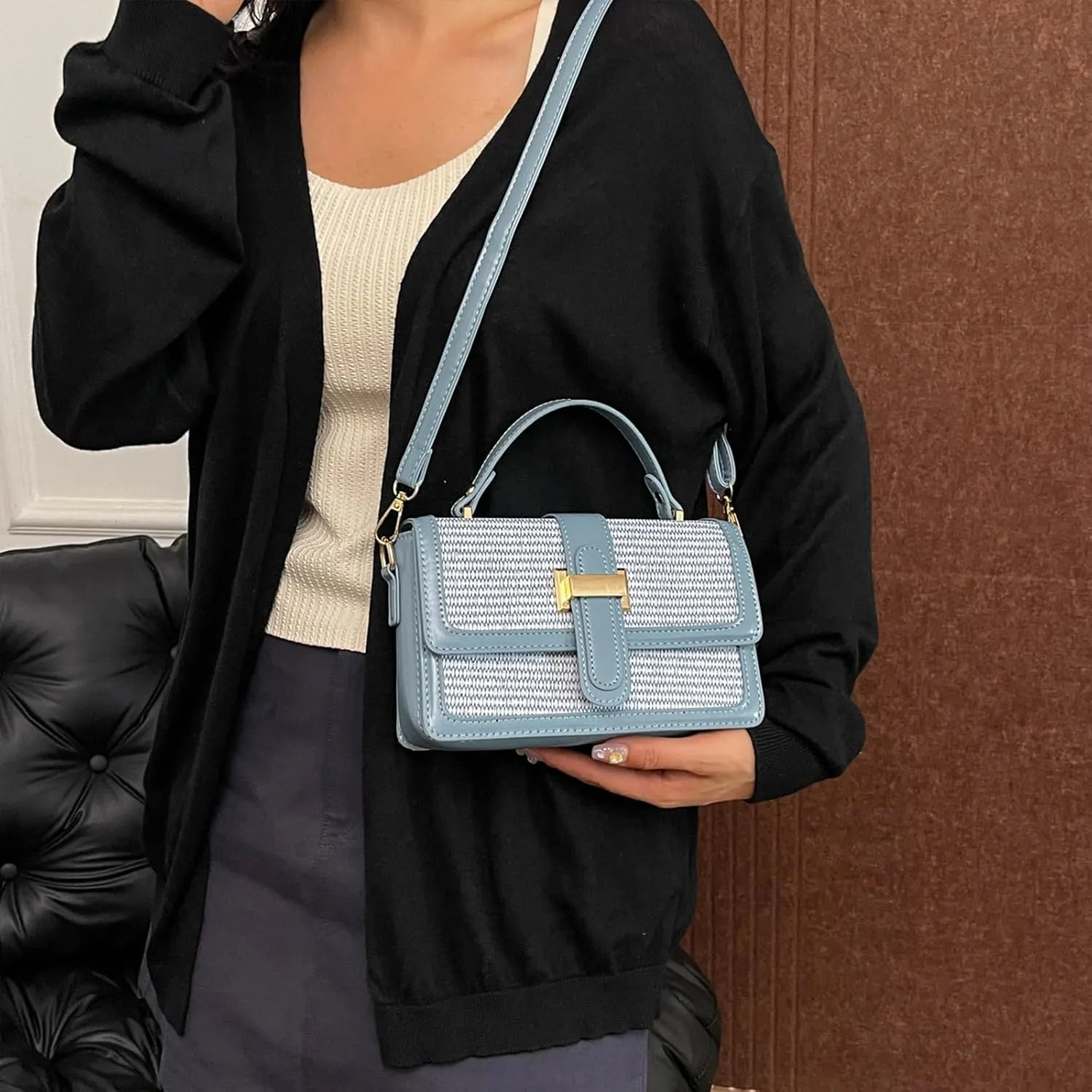 Straw Crossbody Bags for Women Summer Straw Clutch Bag Woven Beach Purse Vacation Handbags