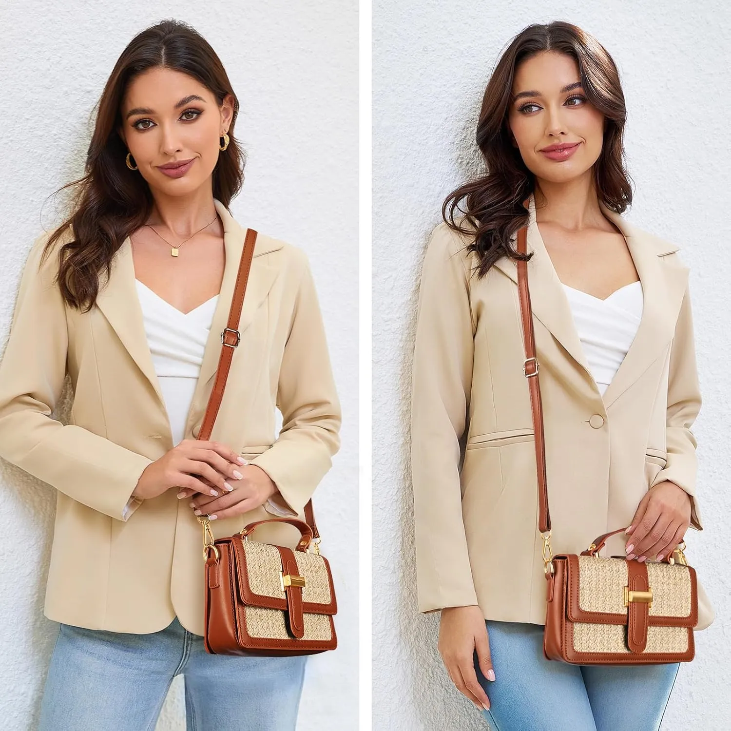 Straw Crossbody Bags for Women Summer Straw Clutch Bag Woven Beach Purse Vacation Handbags