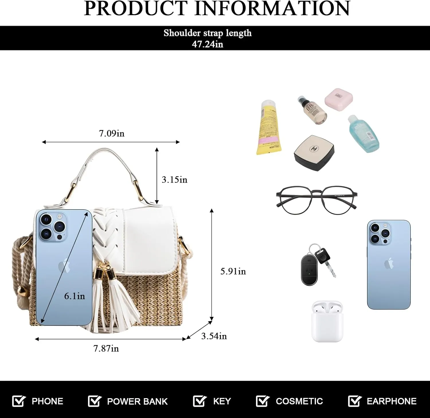 Straw Crossbody Bags for Women Summer Straw Clutch Bag Woven Beach Purse Vacation Handbags
