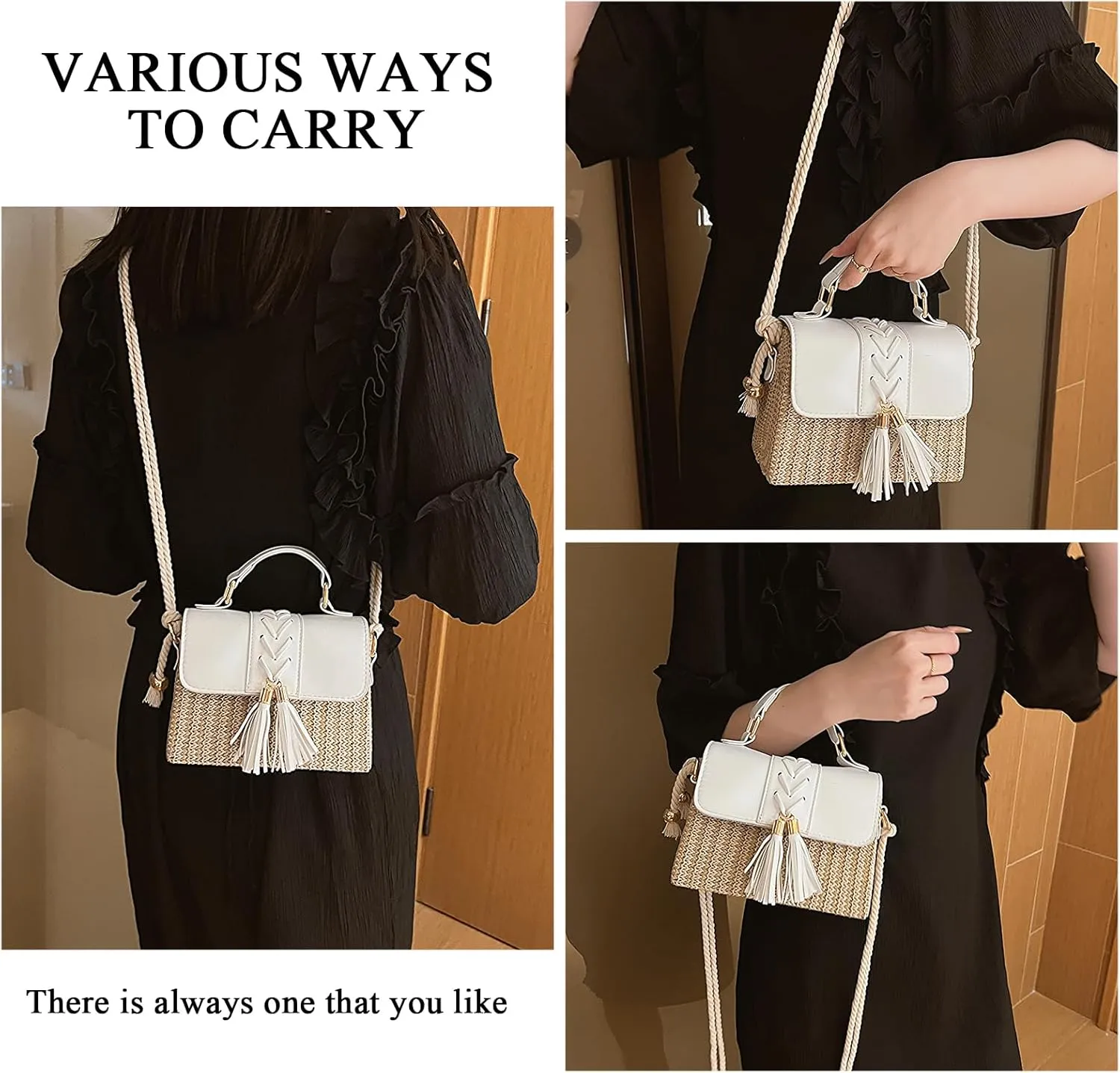 Straw Crossbody Bags for Women Summer Straw Clutch Bag Woven Beach Purse Vacation Handbags