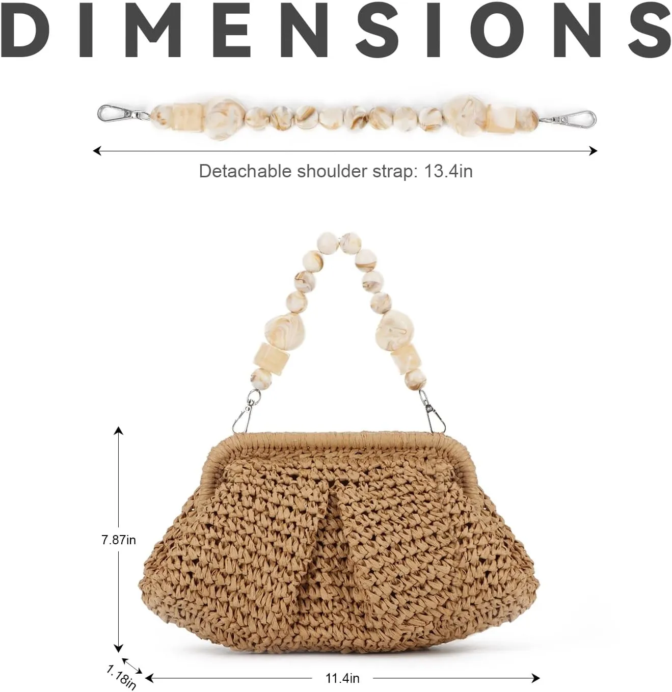 Straw Dumpling Clutch Bag - Woven Straw Tote Clutch Purse for Women - Summer Beach Bag - Wicker Clutch