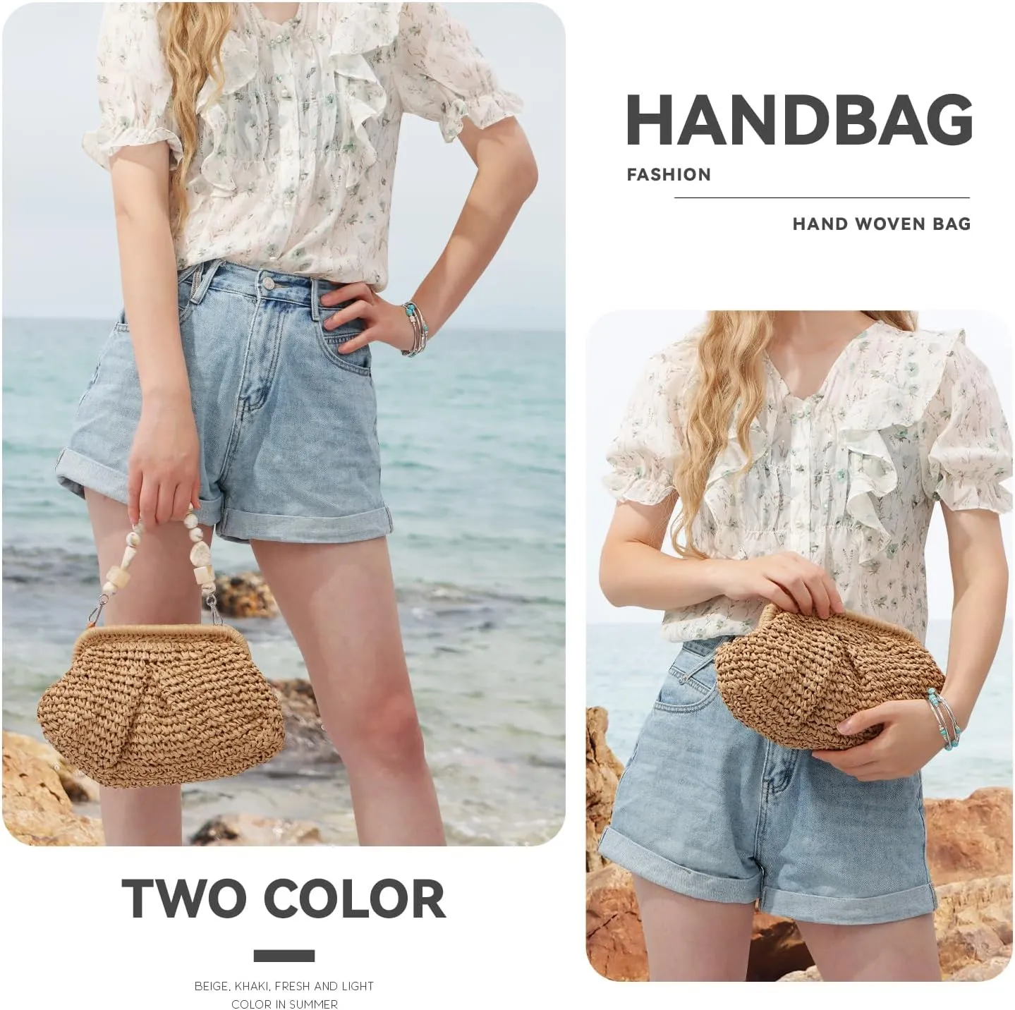 Straw Dumpling Clutch Bag - Woven Straw Tote Clutch Purse for Women - Summer Beach Bag - Wicker Clutch