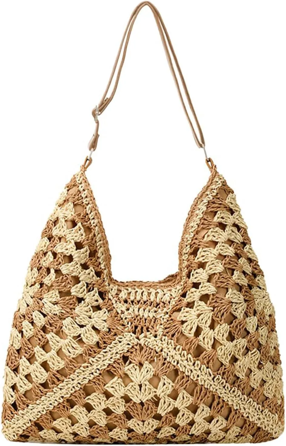 Straw Hobo Bags for Women 2025 Summer Straw Purses Beach Bag Vintage Handmade Woven Shoulder Bag Hollow Handbag for Travel
