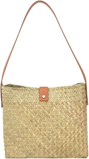 Straw Hobo Bags for Women Quadrate Straw Tote Woven Beach Purse Trendy Shoulder Purse Underarm Vacation Handbags for Summer