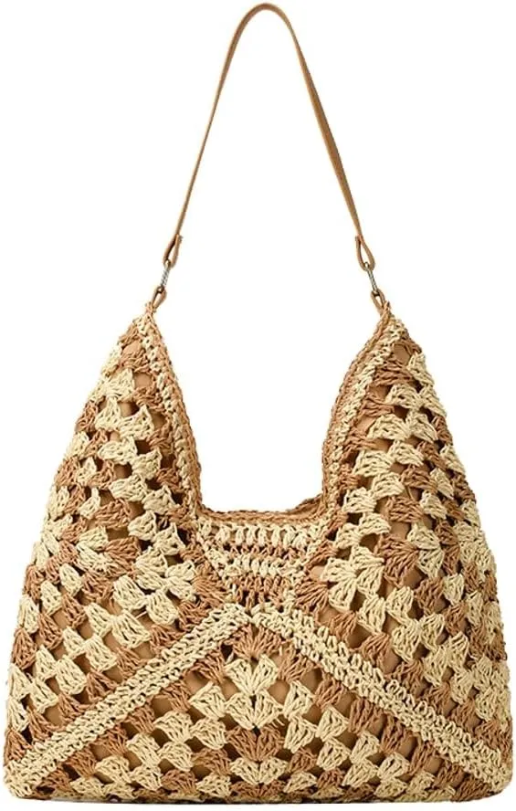 Straw Hobo Bags for Women,Vintage Shoulder Bag,Stylish Woven Tote Bag Handbag,Designer Tote Bags for Women,Summer Beach Bag