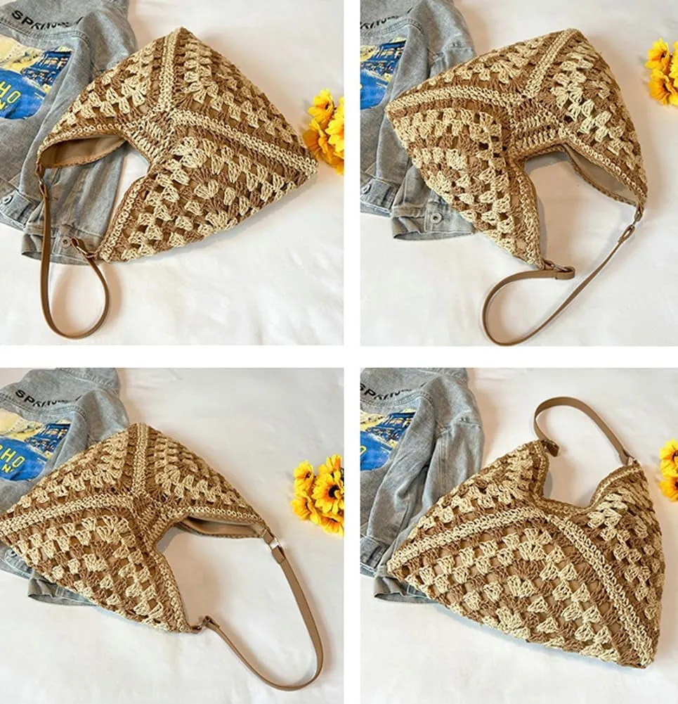 Straw Hobo Bags for Women,Vintage Shoulder Bag,Stylish Woven Tote Bag Handbag,Designer Tote Bags for Women,Summer Beach Bag