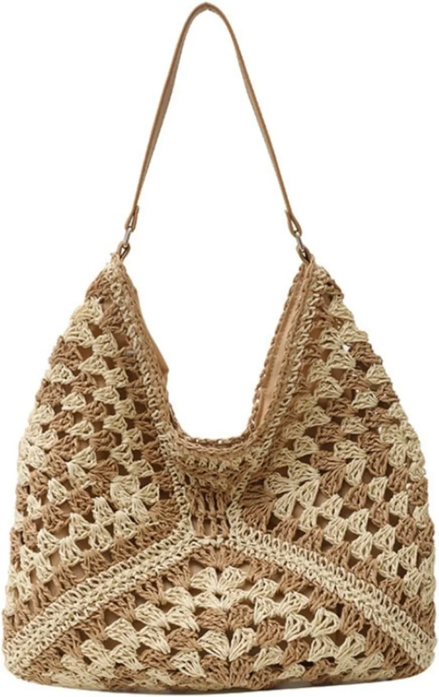 Straw Tote Bags For Women, Vintage Hobo Bag, Designer Large Beach Bag Shoulder Everything Handbag Holiday Summer