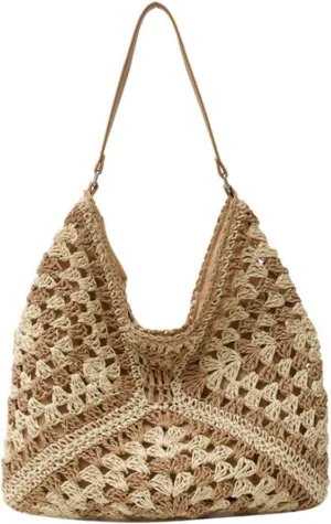 Straw Tote Bags For Women, Vintage Hobo Bag, Designer Large Beach Bag Shoulder Everything Handbag Holiday Summer