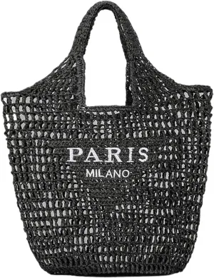 Straw Woven Bag Women’s Beach Bag Fashion Crochet Shoulder Bag Hobo Bag Foldable Tote Bag for Holiday Picnic