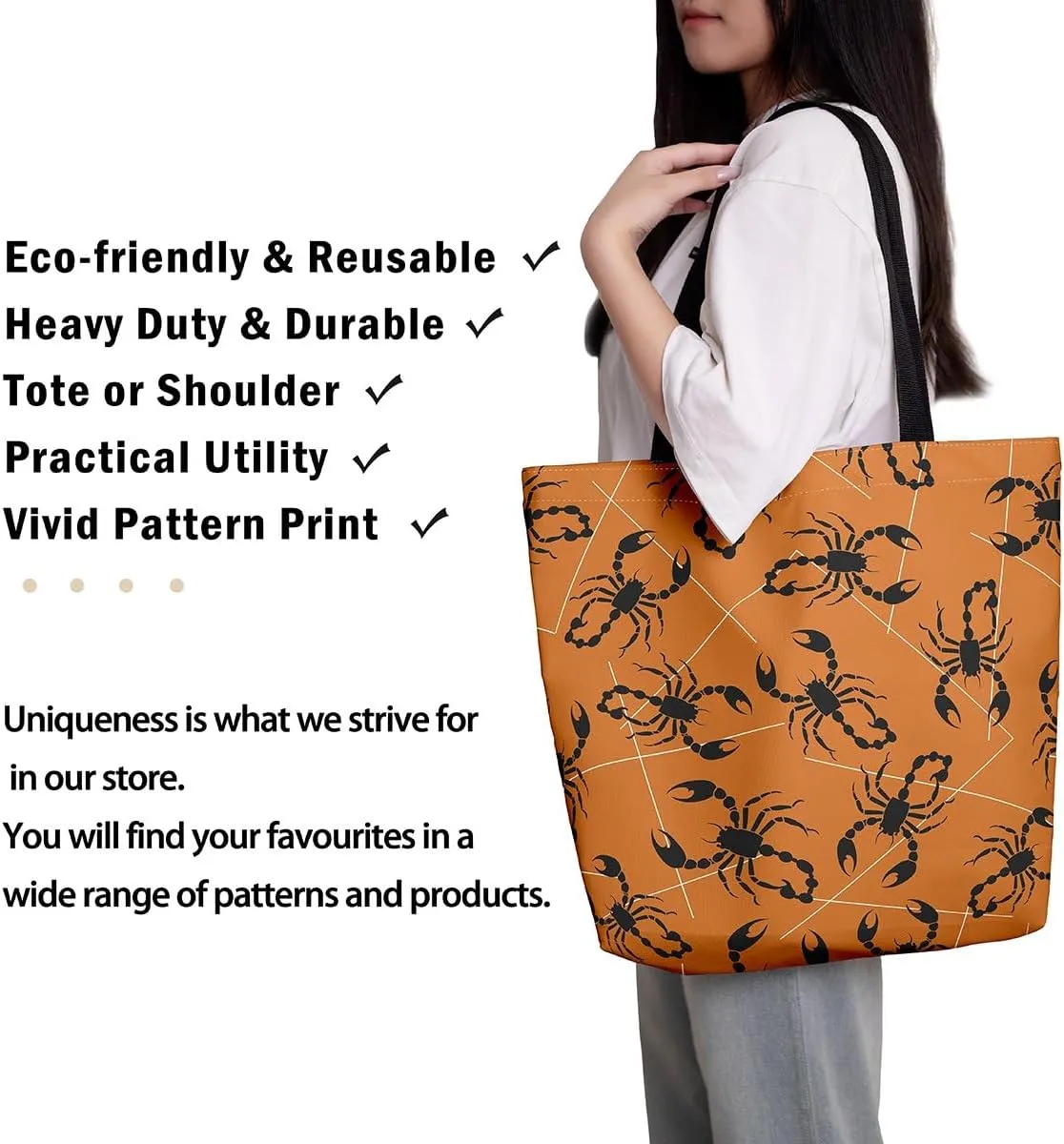 Sugar Skull Canvas Tote Bag for Women,Boho Floral Gym Bag Gothic Bone Goth Halloween Skeleton Bags