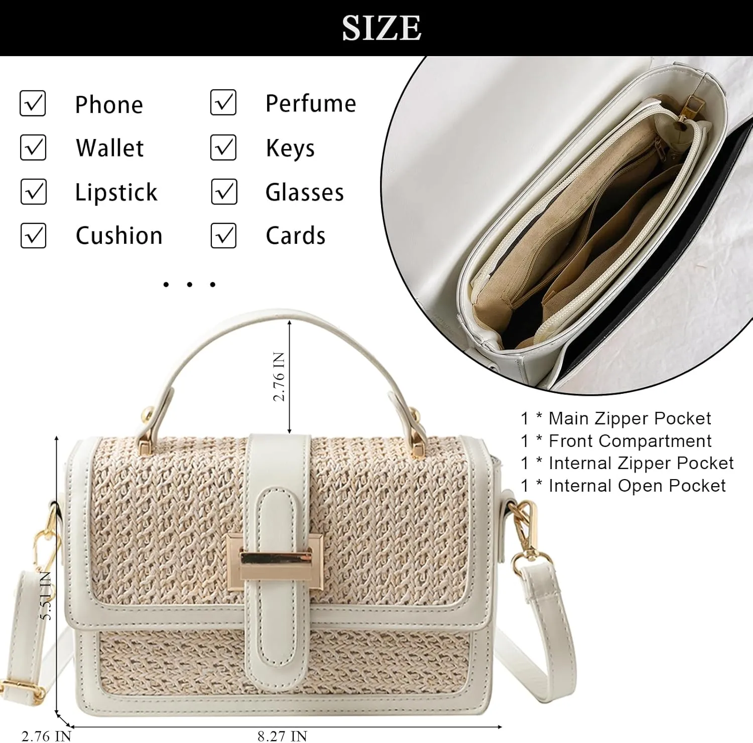 Summer Straw Crossbody Bags for Women Trendy Woven Beach Bag Straw Clutch Purse Vacation Handbags