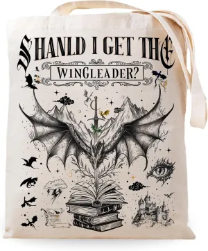 SUNFYCN Canvas Tote Bag Dragon Ridder Inspired Gift, Fourth Wing Merch Pattern Reusable Grocery Bag Shopping Shoulder Bags