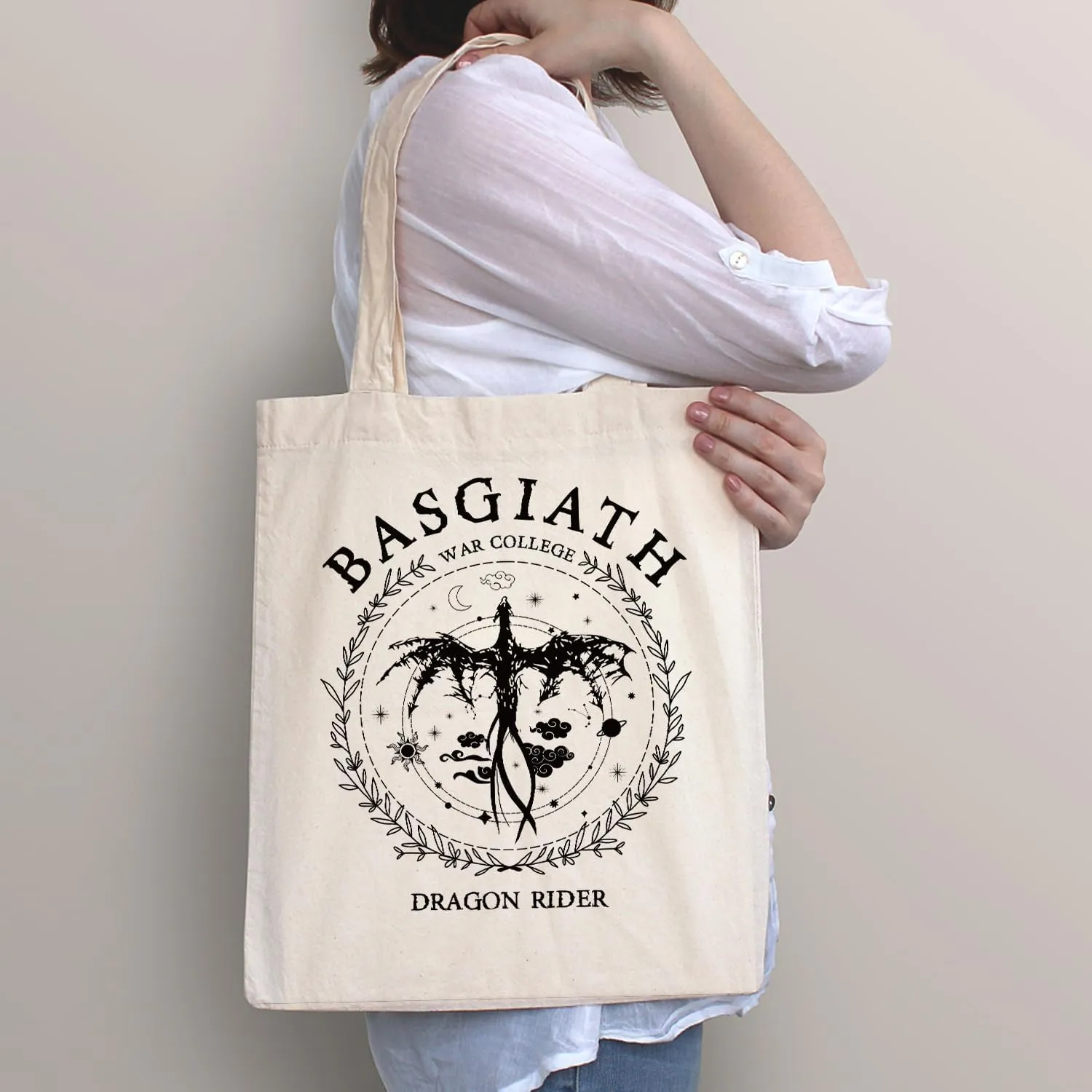 SUNFYCN Canvas Tote Bag Dragon Ridder Inspired Gift, Fourth Wing Merch Pattern Reusable Grocery Bag Shopping Shoulder Bags