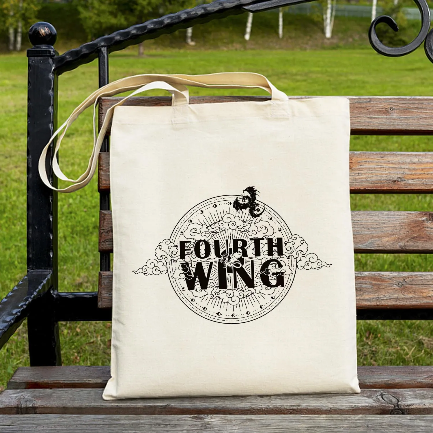 SUNFYCN Canvas Tote Bag Dragon Ridder Inspired Gift, Fourth Wing Merch Pattern Reusable Grocery Bag Shopping Shoulder Bags