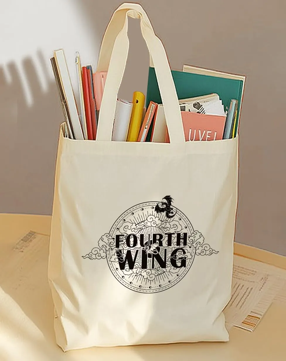 SUNFYCN Canvas Tote Bag Dragon Ridder Inspired Gift, Fourth Wing Merch Pattern Reusable Grocery Bag Shopping Shoulder Bags