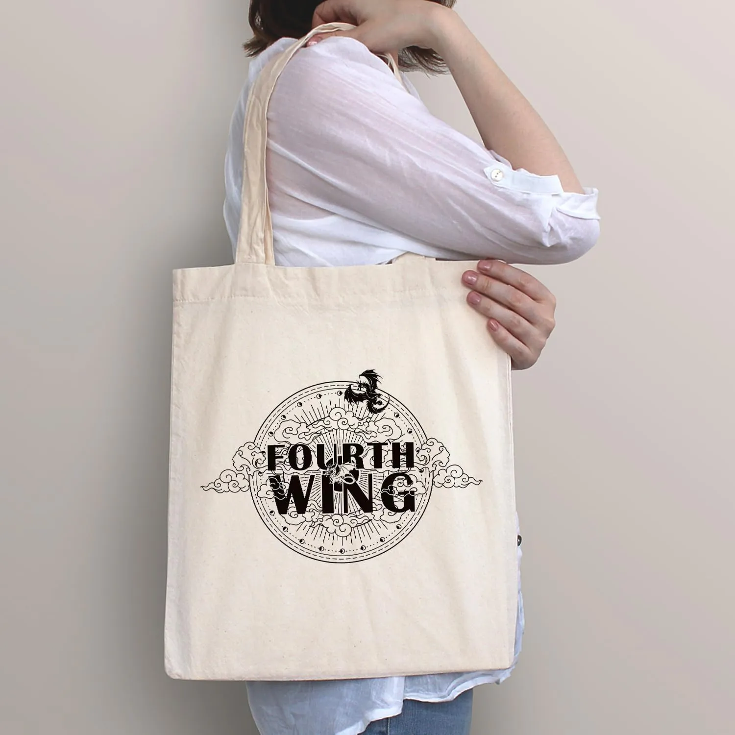 SUNFYCN Canvas Tote Bag Dragon Ridder Inspired Gift, Fourth Wing Merch Pattern Reusable Grocery Bag Shopping Shoulder Bags