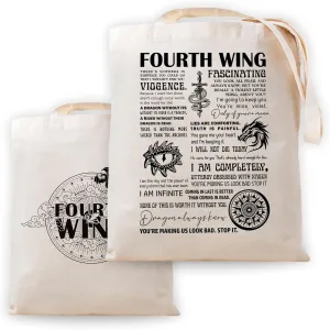 SUNFYCN Canvas Tote Bag Dragon Ridder Inspired Gift, Fourth Wing Merch Pattern Reusable Grocery Bag Shopping Shoulder Bags