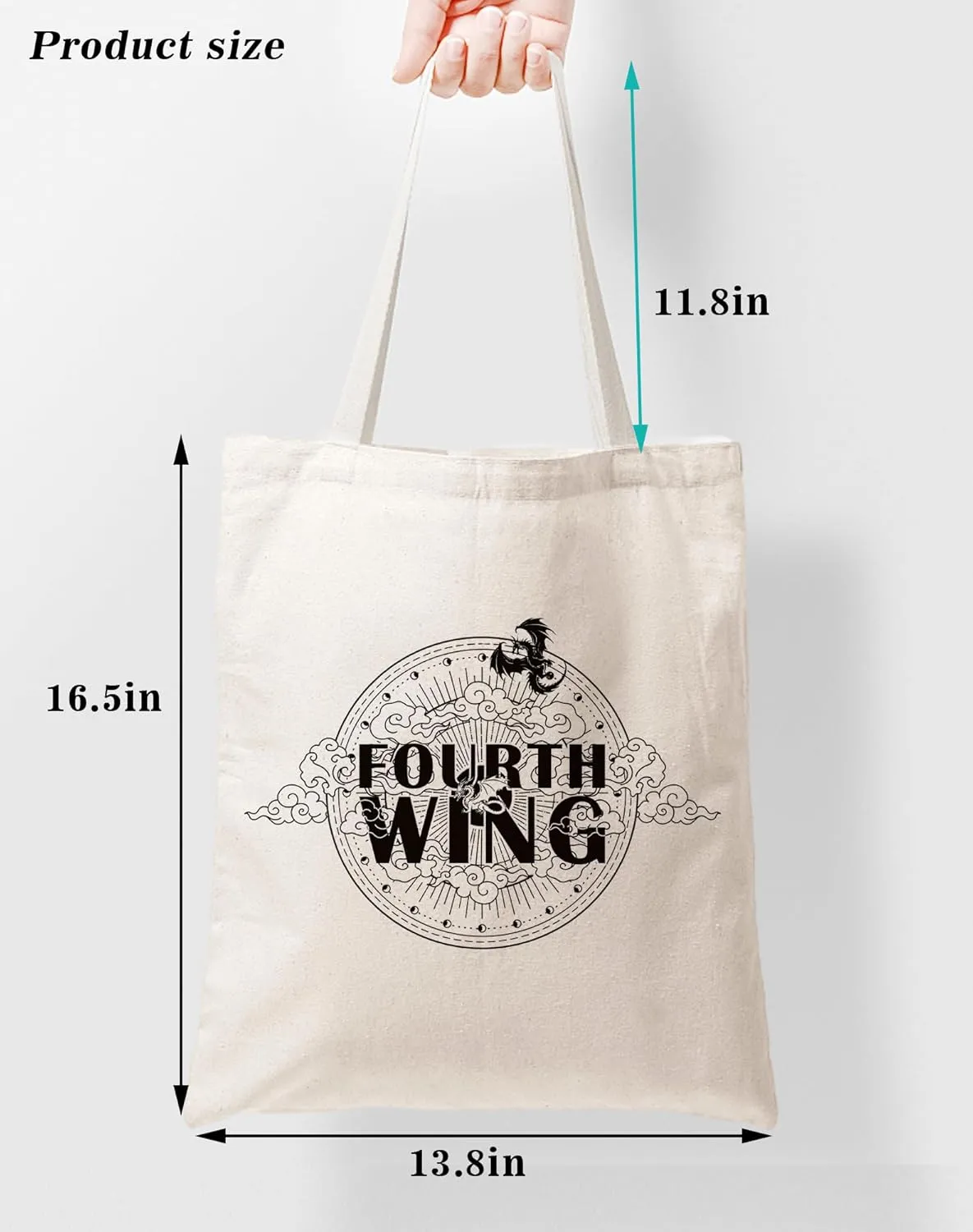 SUNFYCN Canvas Tote Bag Dragon Ridder Inspired Gift, Fourth Wing Merch Pattern Reusable Grocery Bag Shopping Shoulder Bags