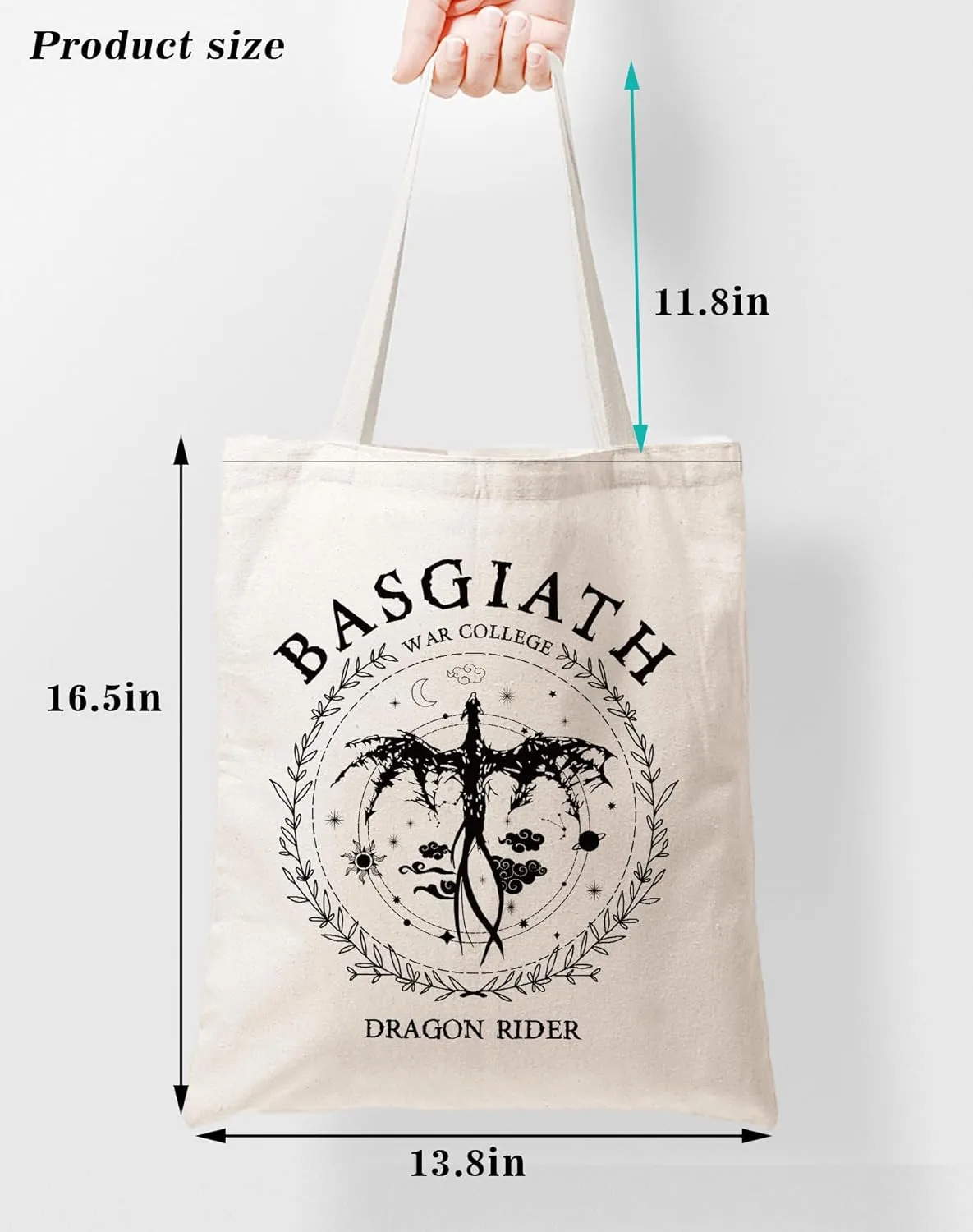 SUNFYCN Canvas Tote Bag Dragon Ridder Inspired Gift, Fourth Wing Merch Pattern Reusable Grocery Bag Shopping Shoulder Bags