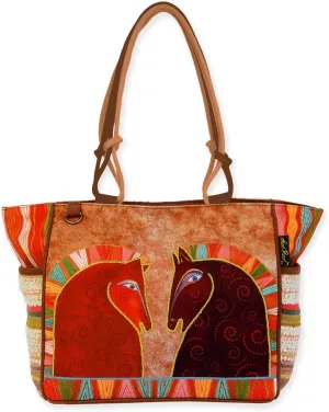 Sun'N'Sand Laurel Burch Medium Tote, Horses, 16'' x 6.5'' x 10'' Cotton/poly canvas, Unisex-Adults