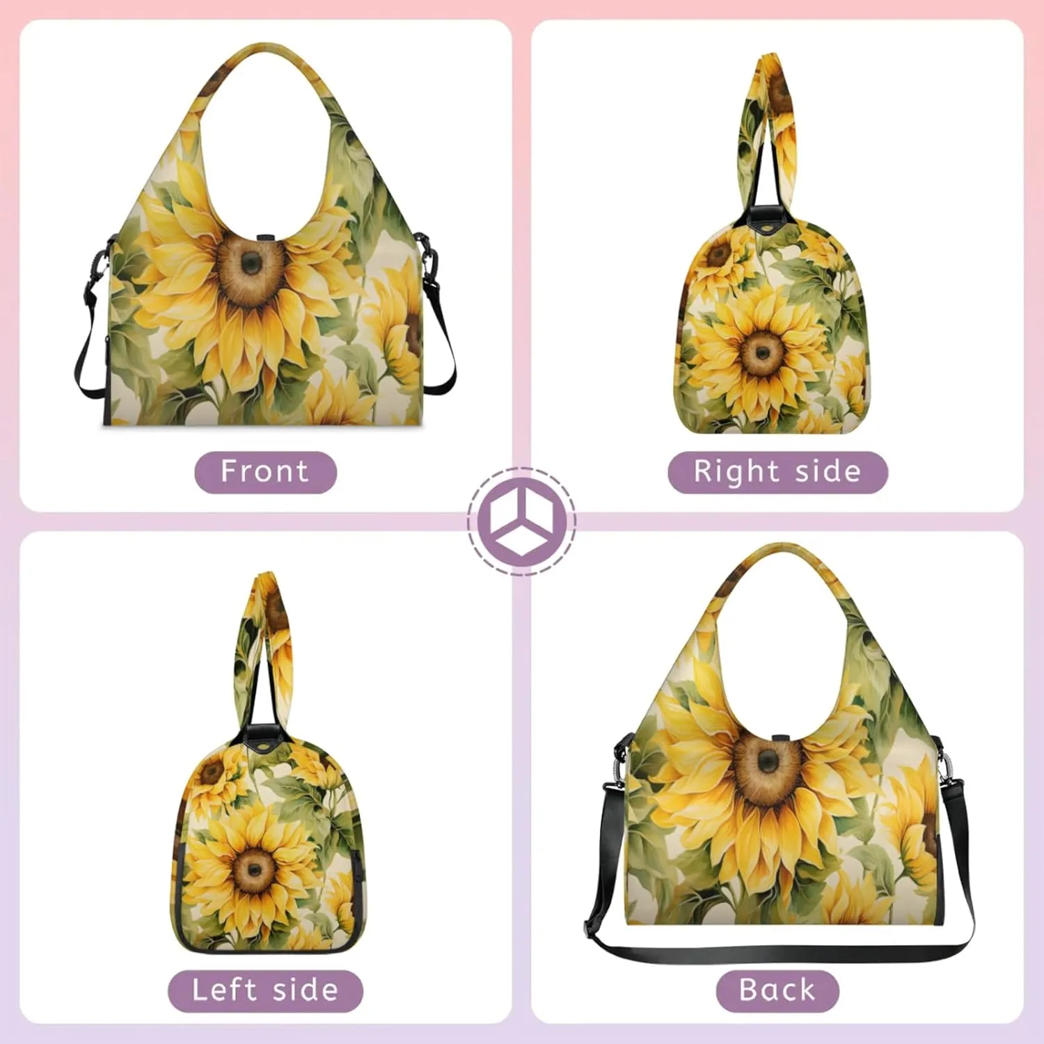 Sunny Sunflower Beauty Waterproof Gym Bag for Men Women, Sports Duffel Bag with Shoe Compartment Yoga Mat Holder, Portable Large Travel Bag for Fitness, Camping, Weekend Trips