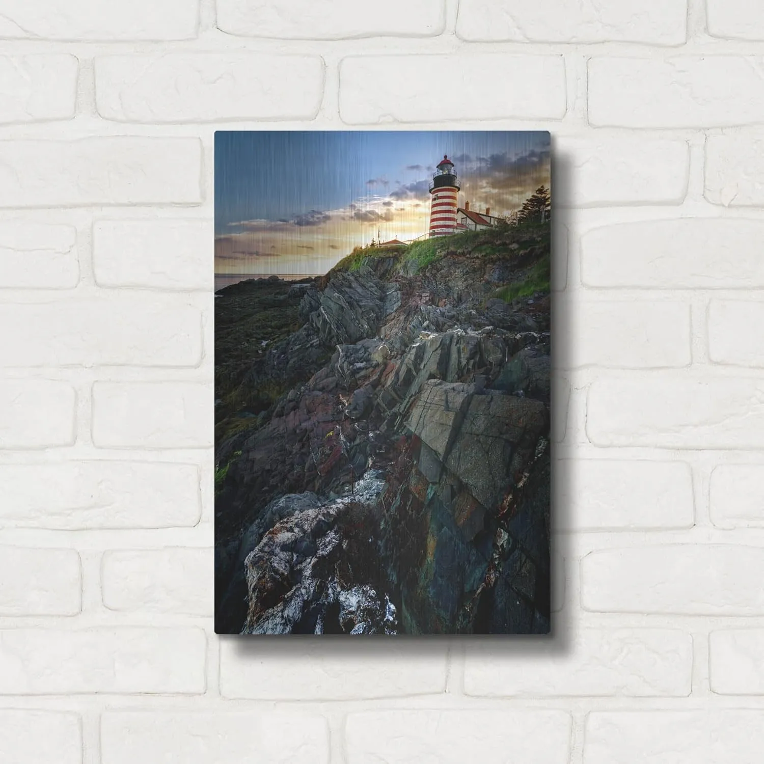 'Sunset At West Quoddy Head Light' by Rick Berk Metal Wall Art, 12" x 16"