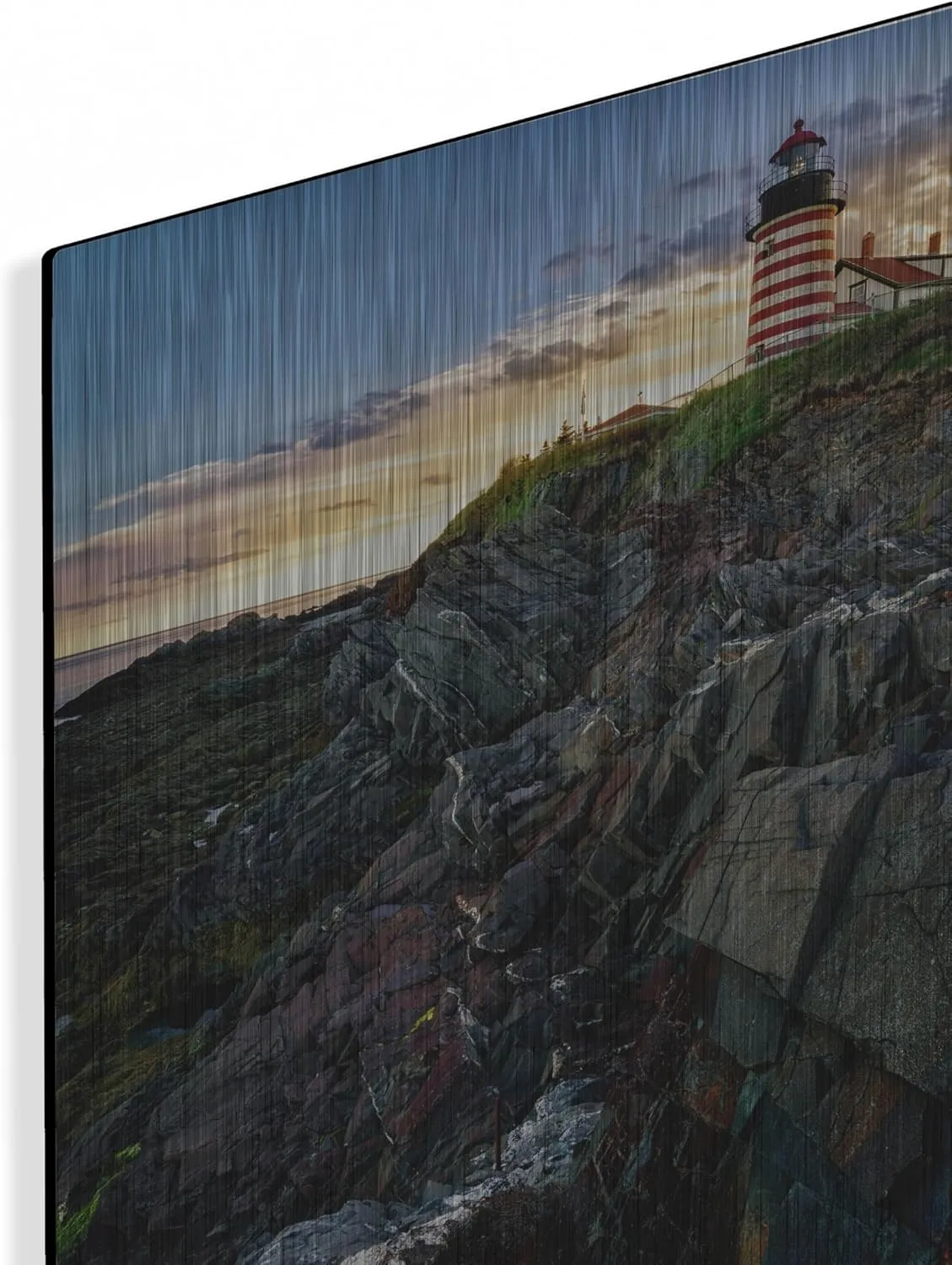 'Sunset At West Quoddy Head Light' by Rick Berk Metal Wall Art, 12" x 16"