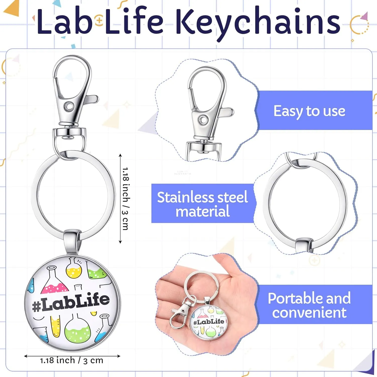 Sureio 15 Set Lab Week Gifts 2025 Lab Life Keychains With Greeting Card and Gift Bag,Tech Appreciation Gift for Scientist