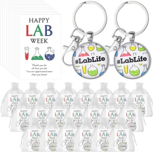Sureio 15 Set Lab Week Gifts 2025 Lab Life Keychains With Greeting Card and Gift Bag,Tech Appreciation Gift for Scientist