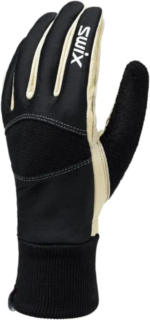 Swix Men's Solo Training Durable Warm Insulated Breathable Flexible Winter Sports Ski Gloves with Leather Palm & Terry Wipe Thumb