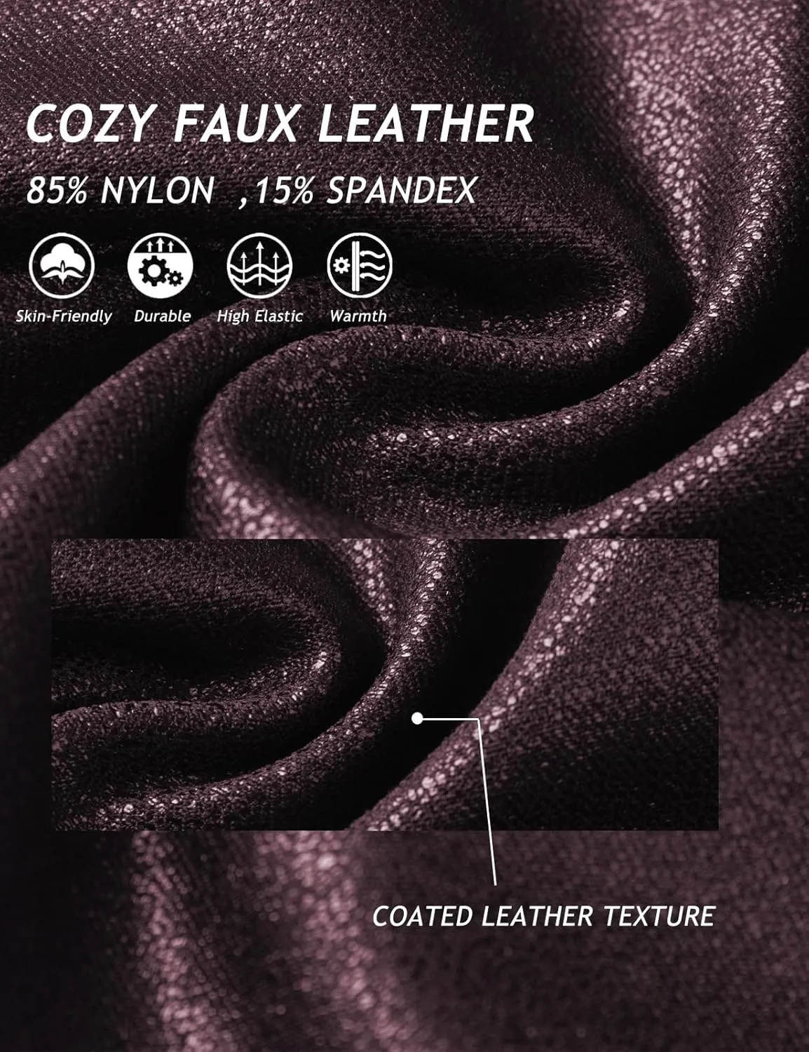 Tapata Petite Women's 25"/27"/29" Inseam Faux Leather Leggings High Waisted Pleather Yoga Pants