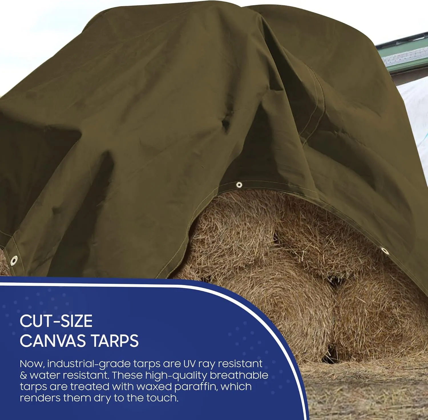 Tarps Now 10x10 ft Heavy Duty Canvas Tarp | 20 MIL Commercial Grade, Tear Resistant, Reinforced Edges, Brass Grommets | Ideal for Construction, Trucking, Manufacturing, Automotive – Olive Color