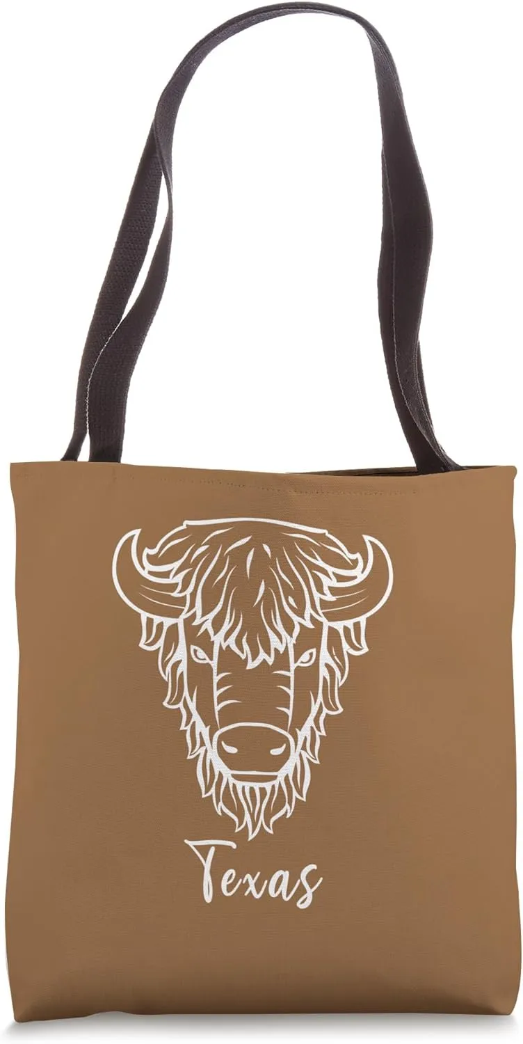 Texas Bison Buffalo Shaggy Prairie Plains Midwest Tote Bag