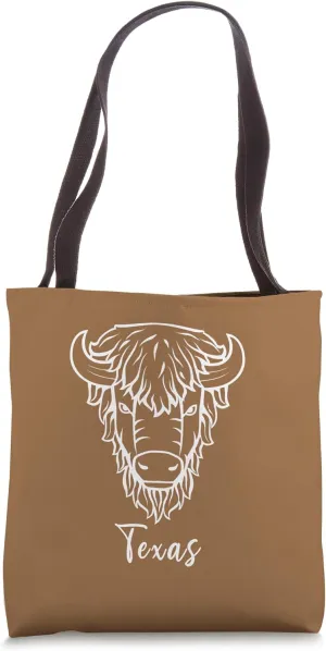 Texas Bison Buffalo Shaggy Prairie Plains Midwest Tote Bag