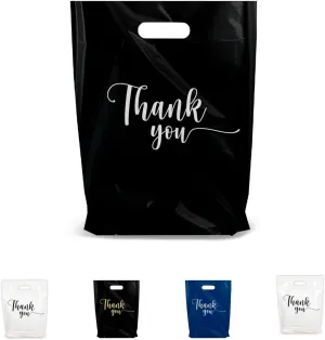 THANK YOU MERCHANDISE STORE BAGS, different sizes 9"x12", 12"x15", 15"x18" 1.25 Mil. PACKS of 100/200/500 Retail Product Bags I 100% Recyclable (9x12", Black, 100)