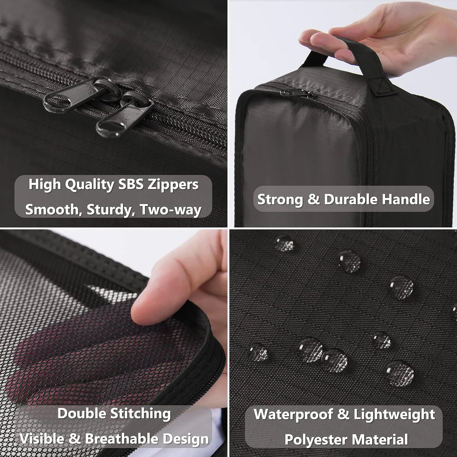TianZong 7-piece Set Packing Cubes, Travel Bags for Luggage, Packing Organizers with Shoe Bag (Black)